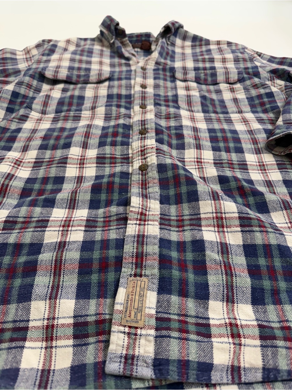 Vintage 90s Abercrombie & Fitch The Big Shirt Plaid Flannel Button Down Men’s‎ L - Picture 3 of 7